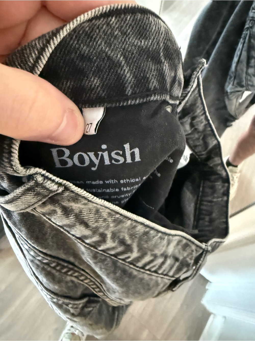 Boyish Ziggy High Rise Relaxed Jeans Toxic Avenger Gray Black Size 27 - Picture 8 of 8